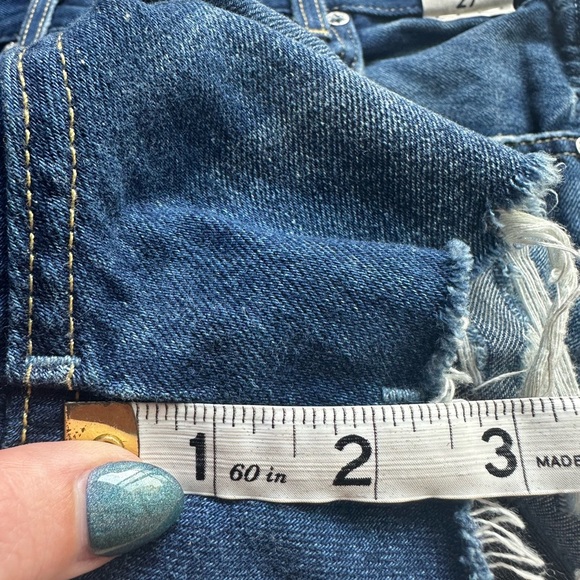 NWT AMO tomboy shorts in blue nile with distress jean shorts high rise denim 27 - Picture 9 of 9
